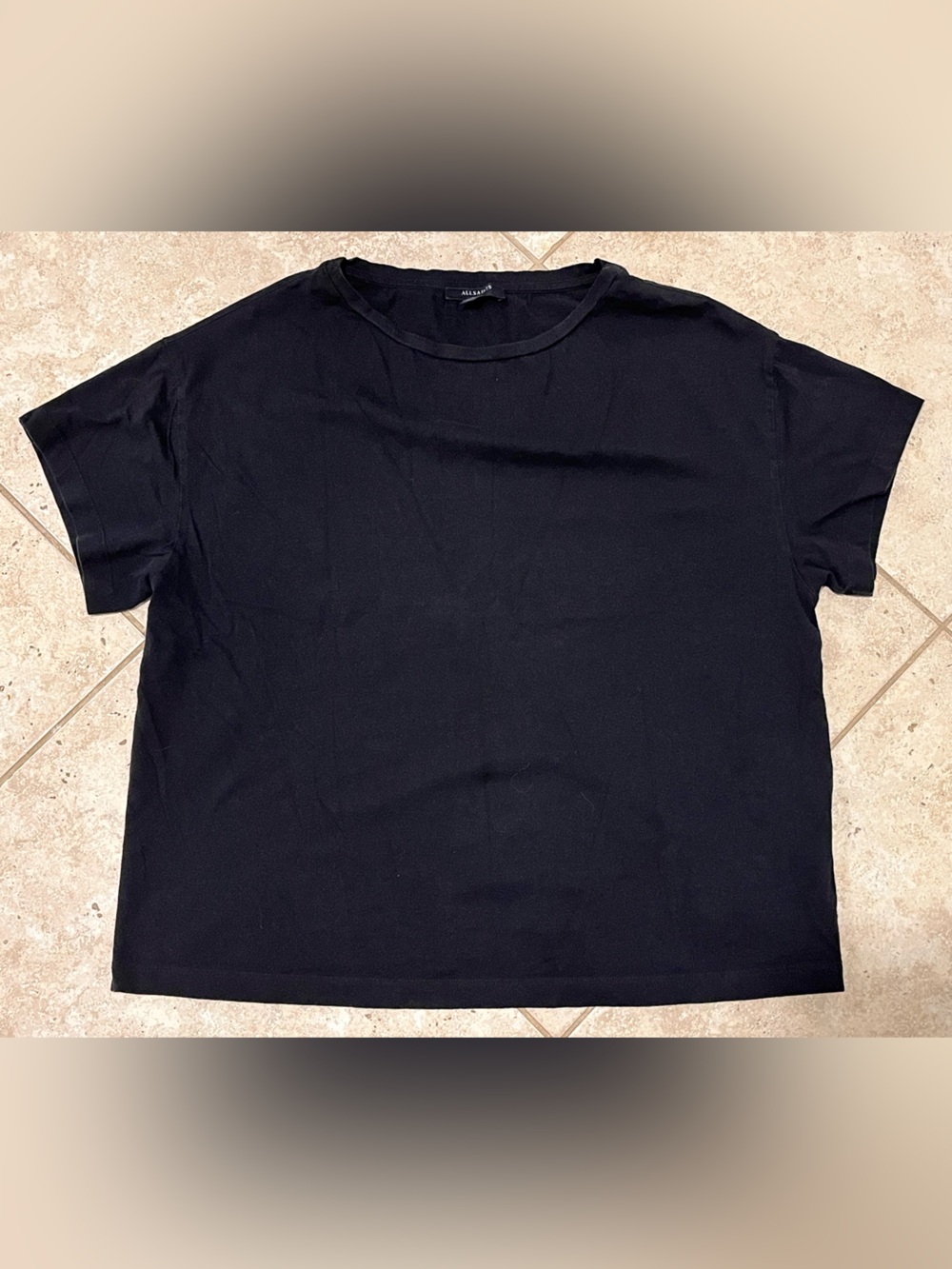 All Saints Men's Black Crewneck Cotton T-Shirt - Small S Oversized EUC $60